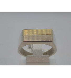 Zilver herenring met goud streep mt. 19.5 - 3122212