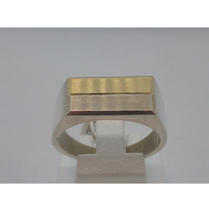 Zilver herenring met goud streep mt. 19.5 - 3122212