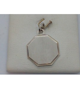 Zilver graveerplaat 8-kant 15 mm - 3065085