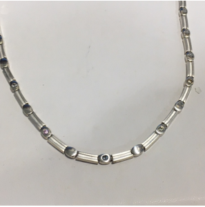 Zilver choker glans/mat met kl. zirkonia 43 cm - 3065090
