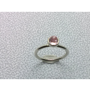 Zilver aanschuif ring met roze cab. zirkonia mt. 17 - 3063282