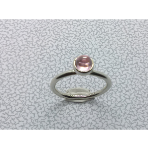 Zilver aanschuif ring met roze cab. zirkonia mt. 17½ - 3063283