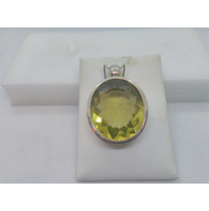 Zilver hanger met echt lime topaas ovaal - 3065071