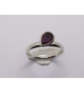 Zilver aanschuif ring met druppel zirkonia paars mt. 17 - 3073204