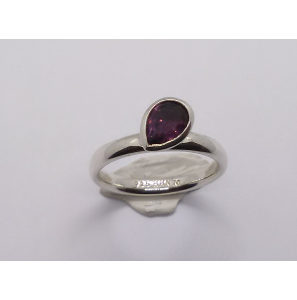 Zilver aanschuif ring met druppel zirkonia paars mt. 17½ - 3073205