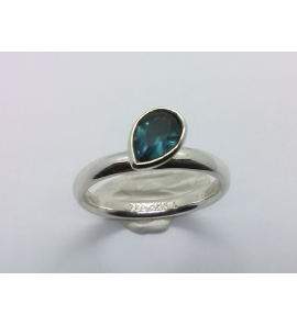 Zilver aanschuif ring met druppel zirkonia blauw mt. 17½ - 3073208