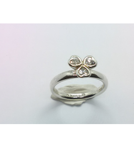 Zilver aanschuif ring met drie harten zirk. mt. 17½ - 3073172