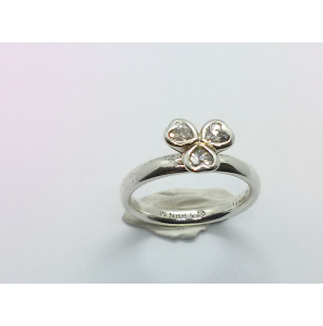 Zilver aanschuif ring met drie harten zirk. mt. 17½ - 3073172