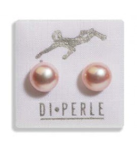 Di Perle oorknop met ZW parel zalm 8-9 mm - 3073448