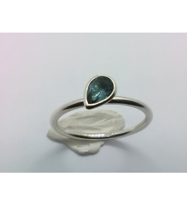 Zilver aanschuif ring met druppel zirkonia blauw mt. 18 - 3071666