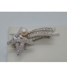 Zilver haarspeld met zirkonia en zw parel - 3070770