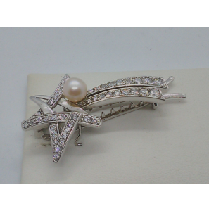 Zilver haarspeld met zirkonia en zw parel - 3070770