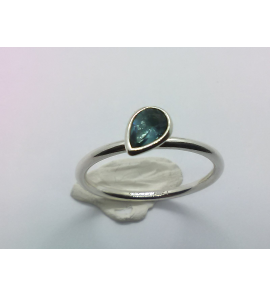 Zilver aanschuif ring met druppel zirkonia blauw mt. 18¾ - 3071932
