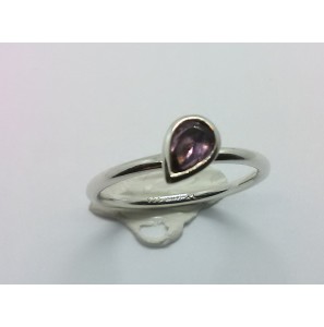 Zilver aanschuif ring met druppel zirkonia paars mt. 17½ - 3072377