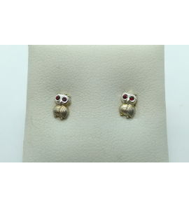 Zilver oorknop uiltje met rood st. - 3074144