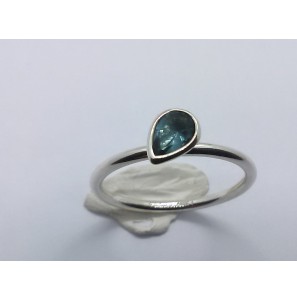 Zilver aanschuif ring met druppel zirkonia blauw mt. 17 - 3071671