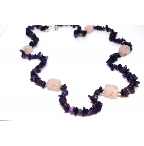 Edelsteen collier van Amathist en Roze qwarts - 3072127