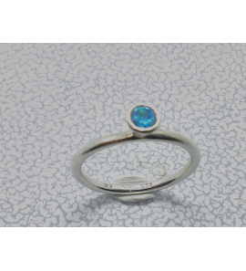 Zilver aansdchuifring met zirkonia blauw mt 16¼ - 3073123