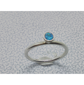 Zilver aansdchuifring met zirkonia blauw mt 16¼ - 3073123