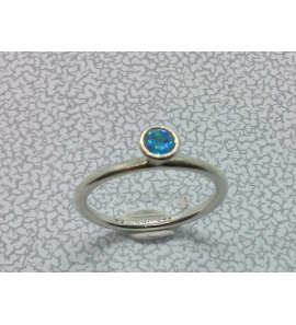 Zilver aansdchuifring met zirkonia blauw mt 17 - 3073124