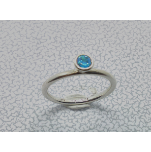 Zilver aansdchuifring met zirkonia blauw mt 17½ - 3073125