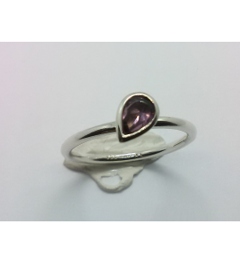 Zilver aanschuif ring met druppel zirkonia paars mt.18¾ - 3072728
