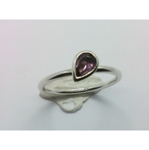 Zilver aanschuif ring met druppel zirkonia paars mt.18¾ - 3072728