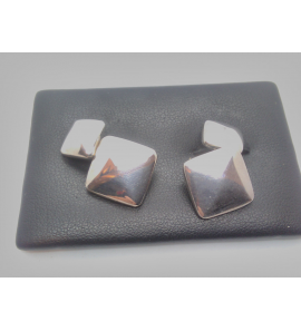 Zilver manchetknopen vierkant bollend - 3071825
