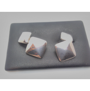 Zilver manchetknopen vierkant bollend - 3071825