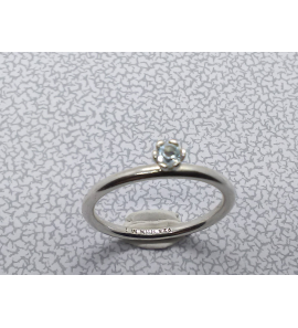 Zilver aanschuif ring met l.blauw zirkonia mt. 17¼ - 3073138
