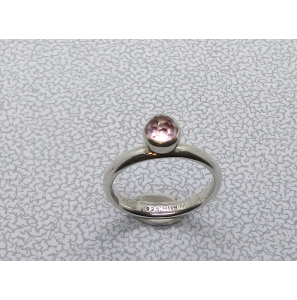 Zilver aanschuif ring met roze cab. zirkonia mt. 17 - 3073195