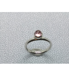 Zilver aanschuif ring met roze cab. zirkonia mt. 17½ - 3073196