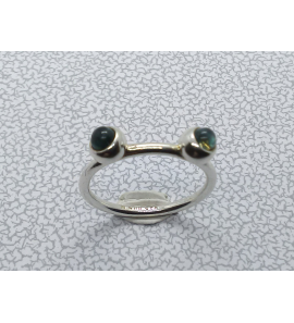 Zilver aanschuif ring met blauw cab. zirkonia mt. 17½ - 3073162