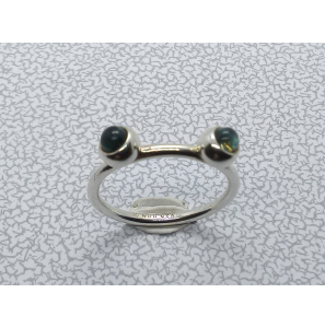 Zilver aanschuif ring met blauw cab. zirkonia mt. 17½ - 3073162