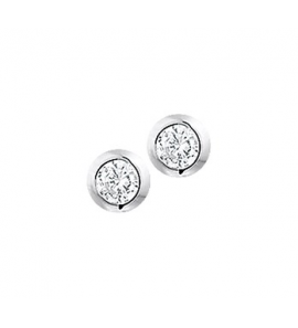 Zilver oorknop rondzetting zirkonia 4 mm - 3074793