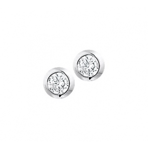 Zilver oorknop rondzetting zirkonia 4 mm - 3074793