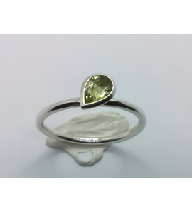 Zilver aanschuif ring met druppel zirkonia geel mt. 17 - 3071659