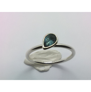 Zilver aanschuif ring met druppel zirkonia blauw mt. 17½ - 3071665
