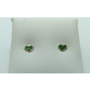 Zilver oorknop met groen email - 3073812