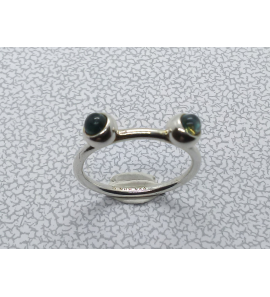 Zilver aanschuif ring met blauw cab. zirkonia mt. 15½ - 3073159