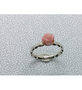 Zilver aanschuifring met koraal mt. 17½ - 3079311