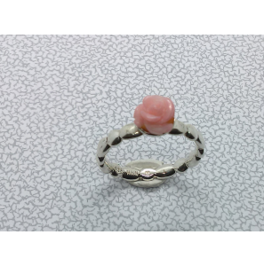 Zilver aanschuifring met koraal mt. 17½ - 3079311