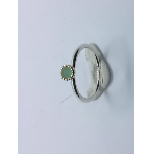 Zilver aanschuif ring met groen agaat mt. 18¾ - 3079320