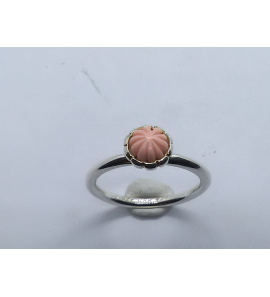 zilver aanschuifring met roze koraal mt. 18¾ - 3079344