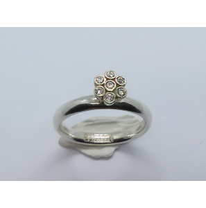 Zilver aanschuif ring rozet zirk. mt. 17 - 3079298