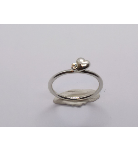 Zilver aanschuif ring met hartje en zirkonia mt. 17½ - 3080080