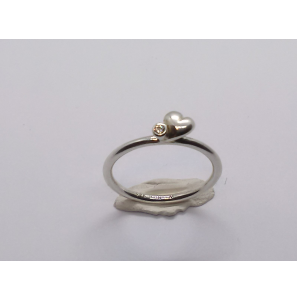 Zilver aanschuif ring met hartje en zirkonia mt. 17½ - 3080080