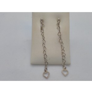 Zilver oorhangers steker hartjes - 3082083