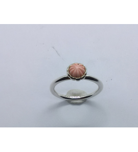 zilver aanschuifring met roze koraal mt. 15½ - 3079339