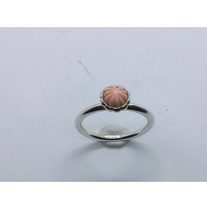 zilver aanschuifring met roze koraal mt. 15½ - 3079339